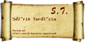 Sárik Terézia névjegykártya